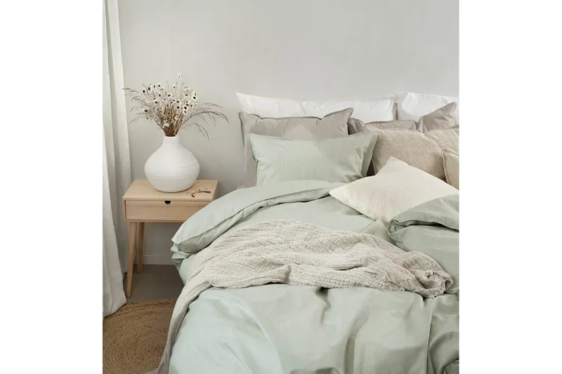 Påslakanset Enkelsäng 2-Dels Chambray Grön - Textilier & mattor - Sängkläder - Bäddset & påslakanset