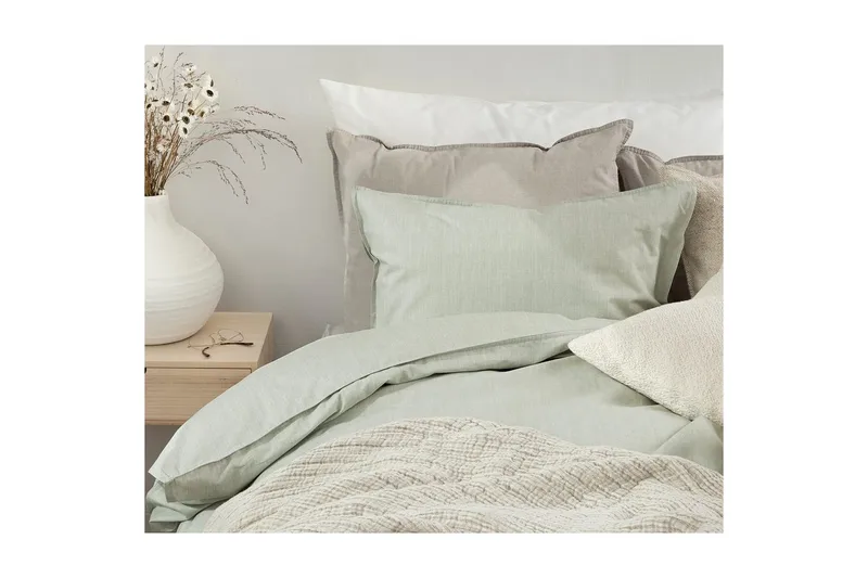 Påslakanset Enkelsäng 2-Dels Chambray Grön - Textilier & mattor - Sängkläder - Bäddset & påslakanset