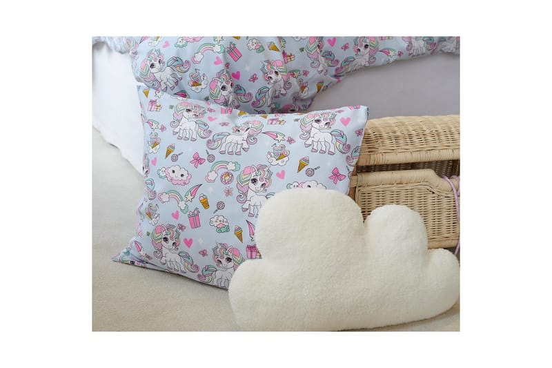 Påslakanset Enkelsäng 2-Dels Enhörning - Blå - Textilier & mattor - Sängkläder - Bäddset & påslakanset