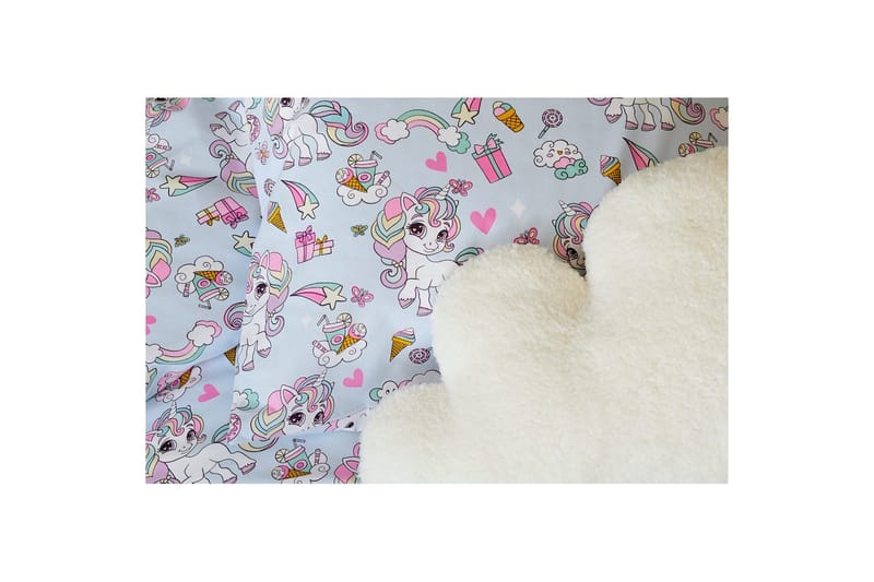 Påslakanset Enkelsäng 2-Dels Enhörning - Blå - Textilier & mattor - Sängkläder - Täcke - Enkeltäcke