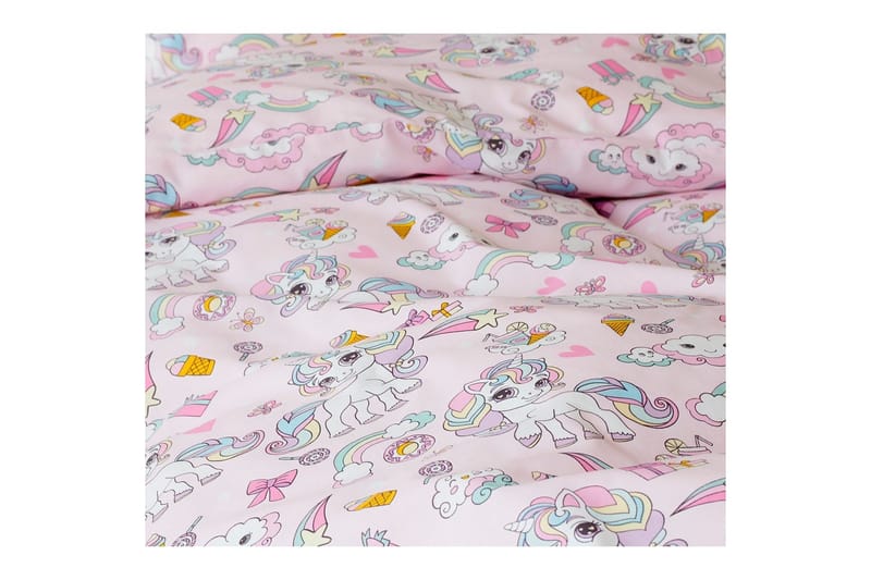 Påslakanset Enkelsäng 2-Dels Enhörning - Rosa - Textilier & mattor - Sängkläder - Påslakan