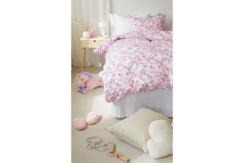 Påslakanset Enkelsäng 2-Dels Enhörning - Rosa - Textilier & mattor - Sängkläder - Täcke - Enkeltäcke