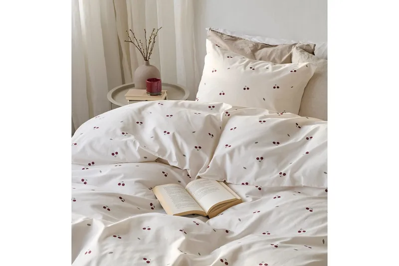 Påslakanset Enkelsäng 2-Dels Körsbär Sand - Textilier & mattor - Sängkläder - Bäddset & påslakanset