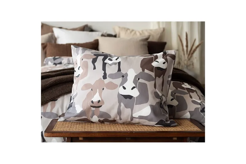 Påslakanset Enkelsäng 2-Dels Kossor Sand - Textilier & mattor - Sängkläder - Bäddset & påslakanset