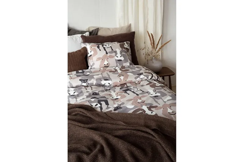 Påslakanset Enkelsäng 2-Dels Kossor Sand - Textilier & mattor - Sängkläder - Bäddset & påslakanset