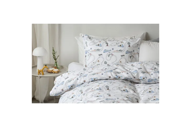 Påslakanset Enkelsäng 2-Dels Mini Rally Vit - Textilier & mattor - Sängkläder - Bäddset & påslakanset