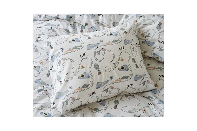 Påslakanset Enkelsäng 2-Dels Mini Rally Vit - Textilier & mattor - Sängkläder - Bäddset & påslakanset