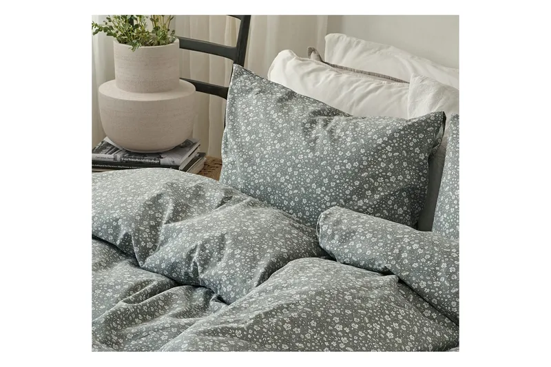 Påslakanset Enkelsäng 2-Dels Rita Flower Grön - Textilier & mattor - Sängkläder - Bäddset & påslakanset