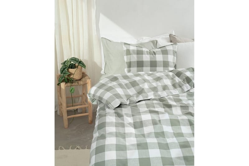 Påslakanset Enkelsäng 2-Dels Ruta Grön - Textilier & mattor - Sängkläder - Bäddset & påslakanset