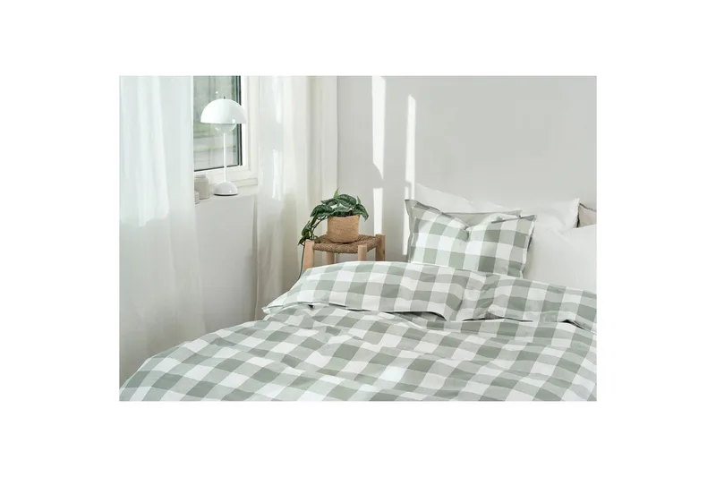 Påslakanset Enkelsäng 2-Dels Ruta Grön - Textilier & mattor - Sängkläder - Bäddset & påslakanset