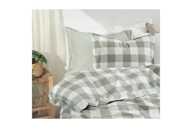 Påslakanset Enkelsäng 2-Dels Ruta Grön - Textilier & mattor - Sängkläder - Bäddset & påslakanset