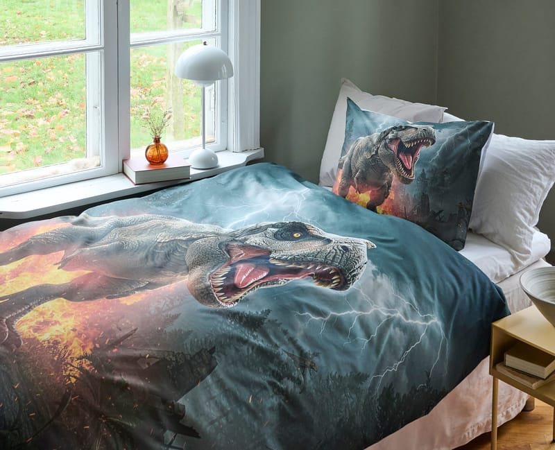 Påslakanset Enkelsäng 2-Dels Set Dinosaur - Textilier & mattor - Sängkläder - Bäddset & påslakanset