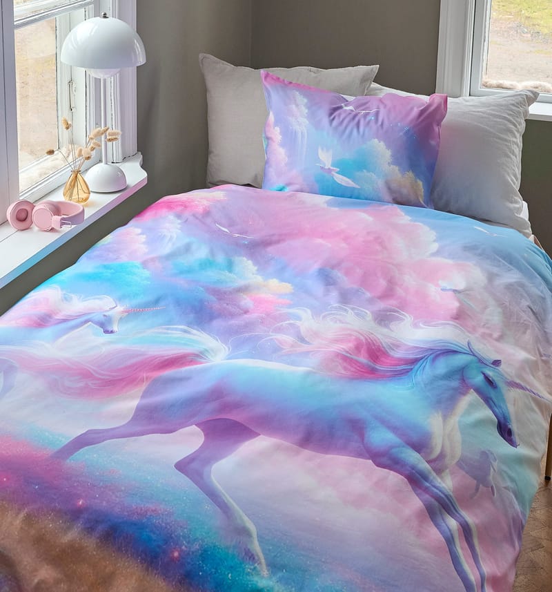 Påslakanset Enkelsäng 2-Dels Set Unicorns - Textilier & mattor - Sängkläder - Bäddset & påslakanset