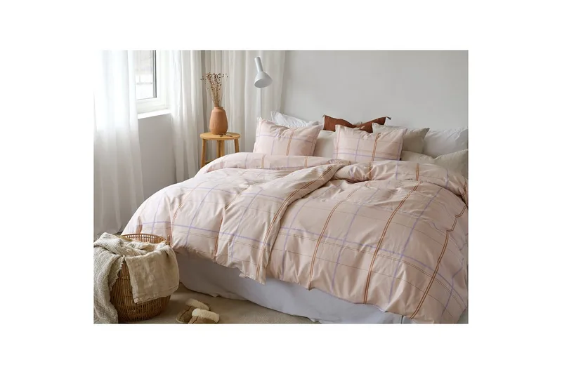 Påslakanset Enkelsäng 2-Dels Tyra Ruta - Lila - Textilier & mattor - Sängkläder - Bäddset & påslakanset