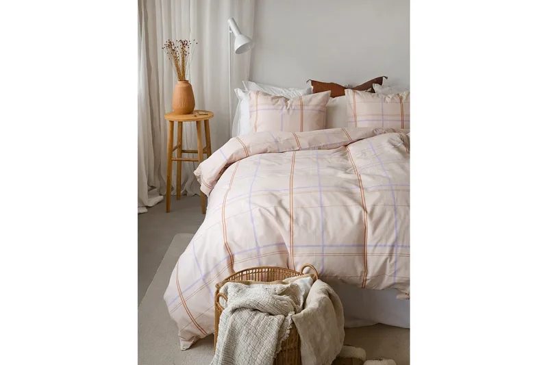 Påslakanset Enkelsäng 2-Dels Tyra Ruta - Lila - Textilier & mattor - Sängkläder - Bäddset & påslakanset