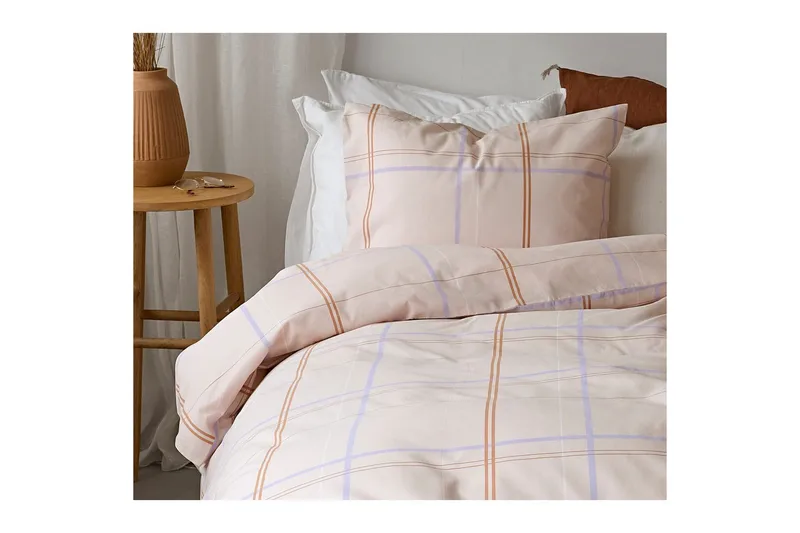 Påslakanset Enkelsäng 2-Dels Tyra Ruta - Lila - Textilier & mattor - Sängkläder - Bäddset & påslakanset