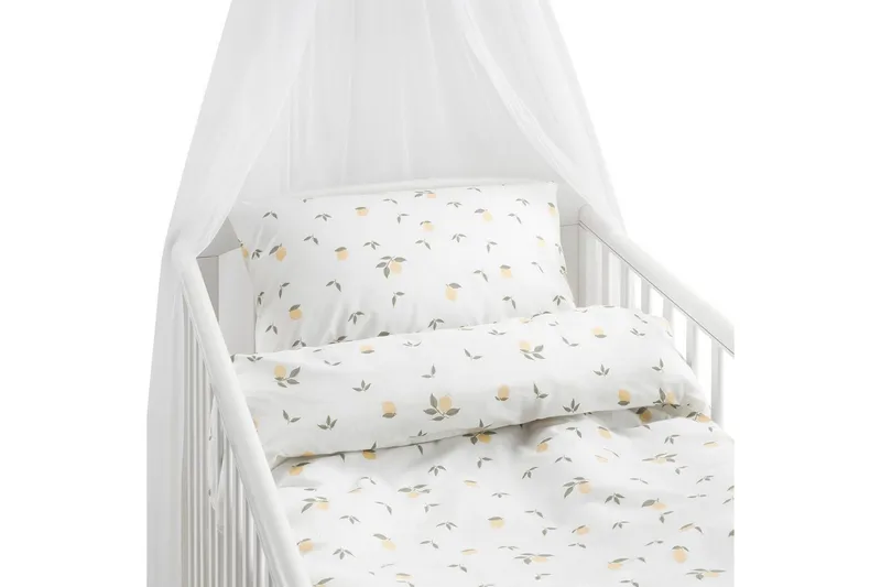 Påslakanset till Spjälsäng 2-Dels Lemons Gul