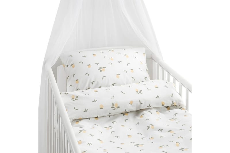 Påslakanset till Spjälsäng 2-Dels Lemons Gul