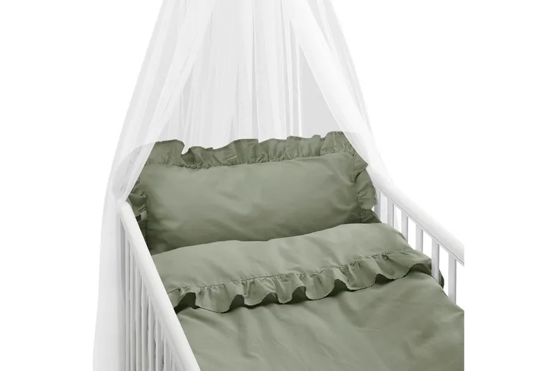 Påslakanset till Spjälsäng 2-Dels Volang, Grön