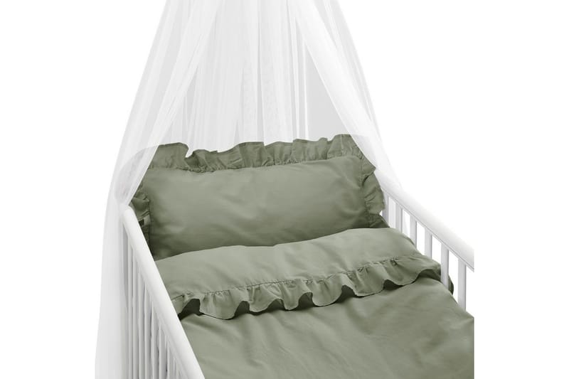 Påslakanset till Spjälsäng 2-Dels Volang, Grön