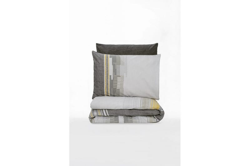 Ranforce Dubbel Täckeöverdrag Set Baelin Mink / Mörkgrå / Gul - Beige/Mörkgrå/Gul - Textilier & mattor - Sängkläder - Bäddset & påslakanset