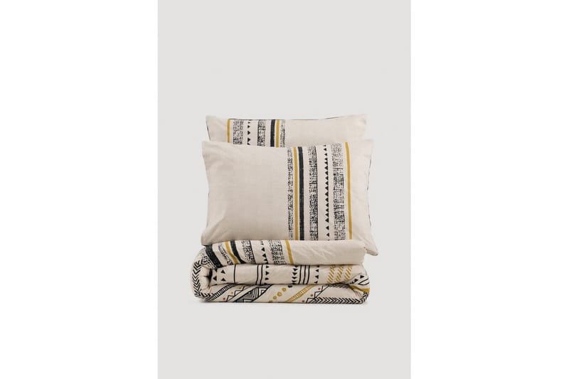 Ranforce Dubbel Täckeöverdrag Set Calmere Svart / Vit / Rany, Guld/Svart/Vit