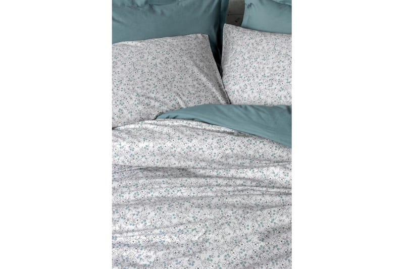 Ranforce Dubbel Täckeöverdrag Set Kiku Mint - Mintgrön - Textilier & mattor - Sängkläder - Bäddset & påslakanset