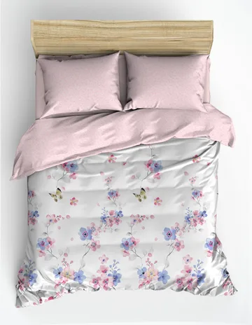 Suehiro Bäddset 240x220 cm - Rosa Vit Lila - Textilier & mattor - Sängkläder - Bäddset & påslakanset