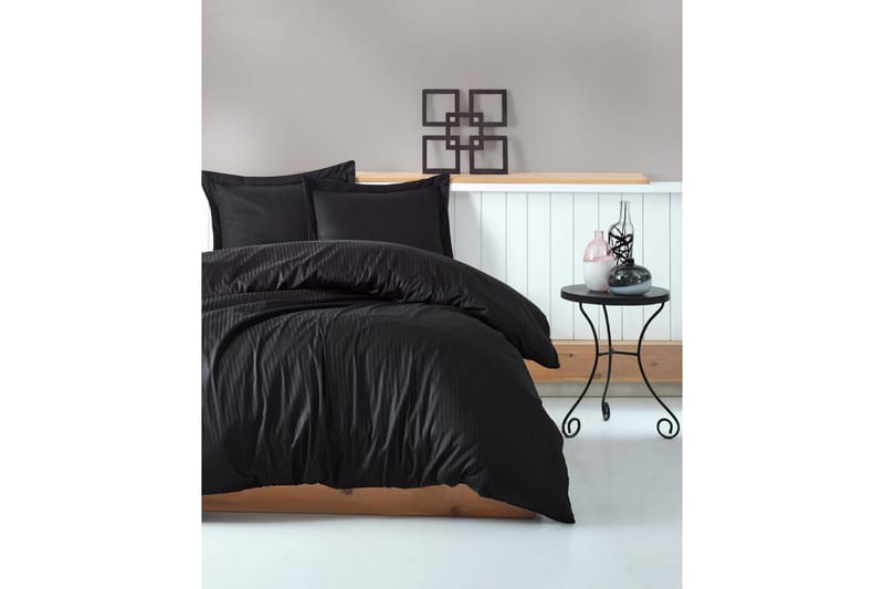 Cotton Box Bäddset Dubbelt 4-dels Premium Satin, Svart