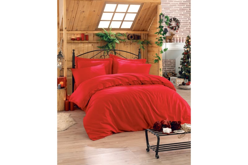 COTTON BOX Bäddset Dubbelt 4-dels Premium Satin Röd - Sängkläder - Bäddset & påslakanset