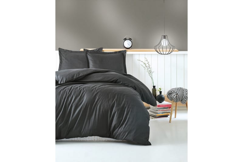 COTTON BOX Bäddset Dubbelt 4-dels Premium Satin Antracit - Sängkläder - Bäddset dubbelsäng - Bäddset & påslakanset