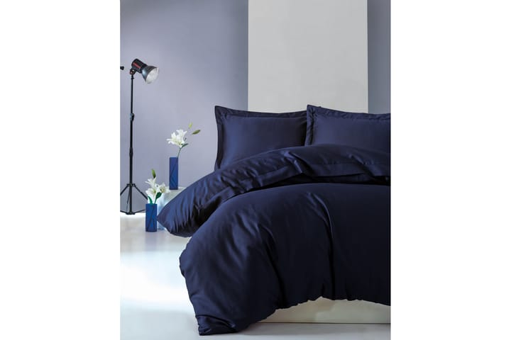 COTTON BOX Bäddset Dubbelt 4-dels Premium Satin Mörkblå - Sängkläder - Bäddset dubbelsäng - Bäddset & påslakanset