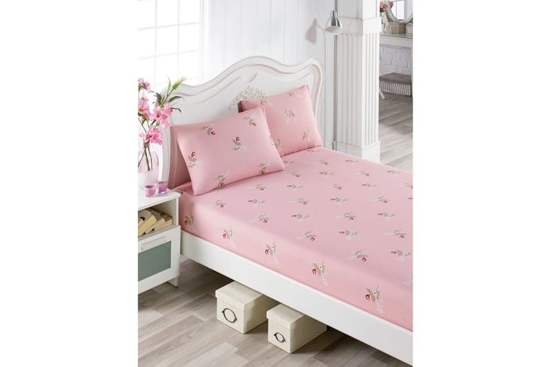 ENLORA HOME Lakan Enkelt 100x200+Kuddfodral Rosa/Grön/Multi - Textilier & mattor - Sängkläder - Bäddset & påslakanset