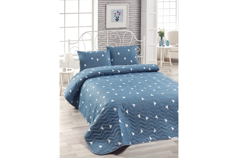 EnLora Home Överkast Dubbelt 200x220+2 Kuddfodral, Blå/Vit