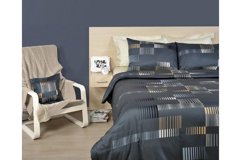 Eponj Home Bäddset Dubbelt 4-dels - Antracit/Gul/Vit - Textilier & mattor - Sängkläder - Bäddset & påslakanset