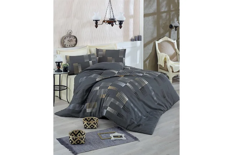 Eponj Home Bäddset Dubbelt 4-dels, Antracit/Gul/Vit