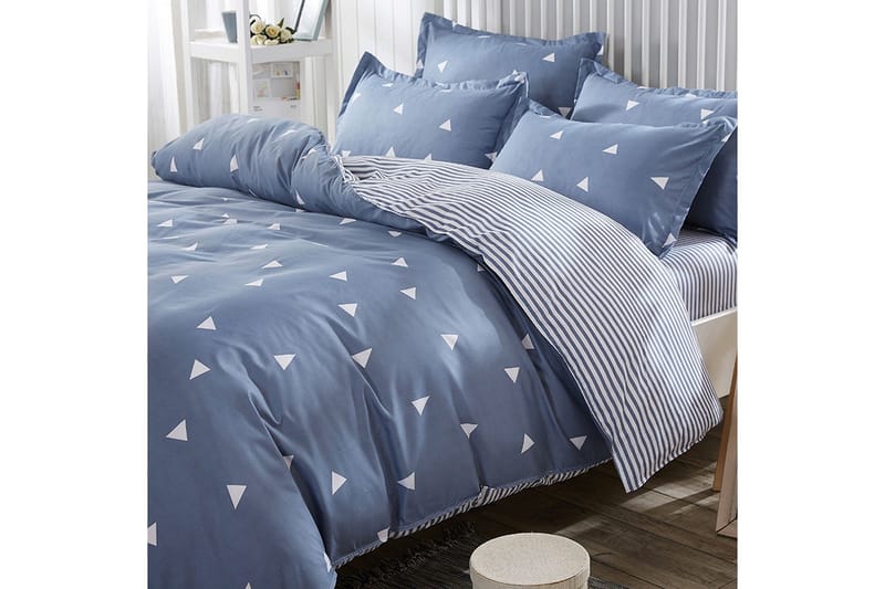 Eponj Home Bäddset Dubbelt 4-dels, Blå/Vit