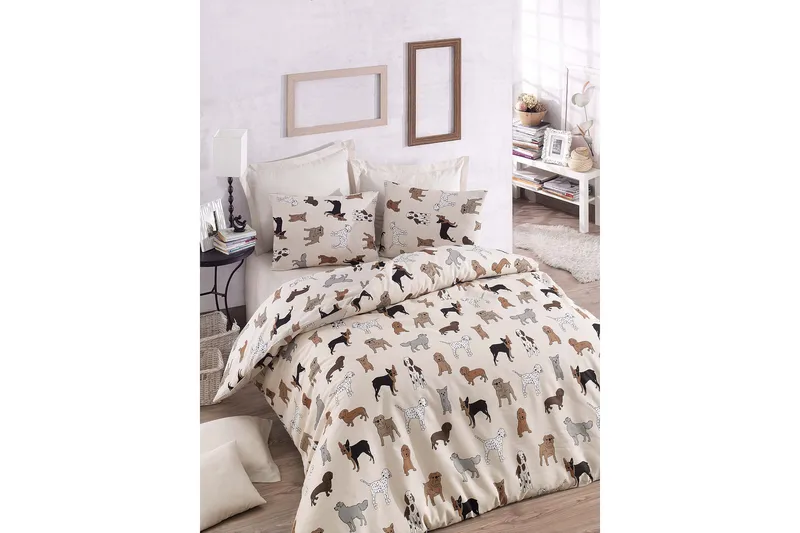 Eponj Home Bäddset Dubbelt 4-dels, Creme/Multi