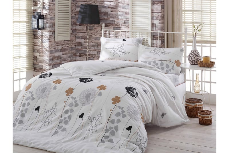 Eponj Home Bäddset Enkelt 3-dels, Vit/Grå/Svart/Brun