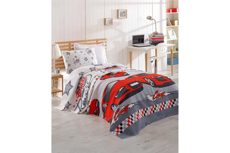 Eponj Home Överkast Enkelt 160x235 cm - Vit/Grå/Röd - Textilier & mattor - Sängkläder - Överkast