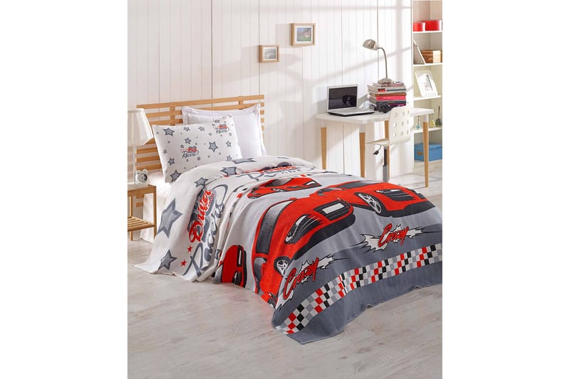 EPONJ HOME Överkast Enkelt 160x235 Vit/Grå/Röd - Textilier & mattor - Sängkläder - Överkast