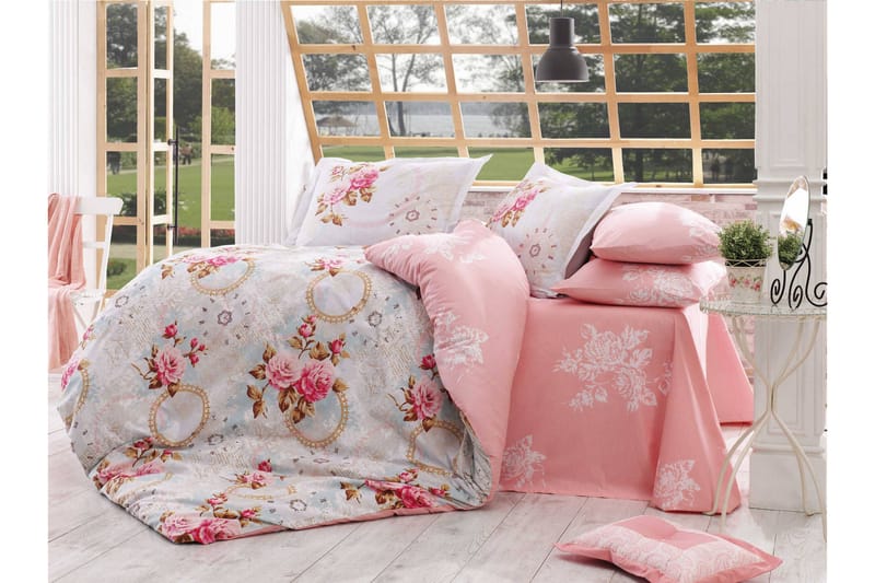 HOBBY Bäddset Enkelt 3-dels Poplin Rosa/Senap/Beige/Blå