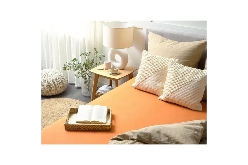 Dra-på-lakan Janbu Orange, 90x200 cm - Orange, 90x200 cm - Textilier & mattor - Sängkläder - Underlakan - Dra-på-lakan
