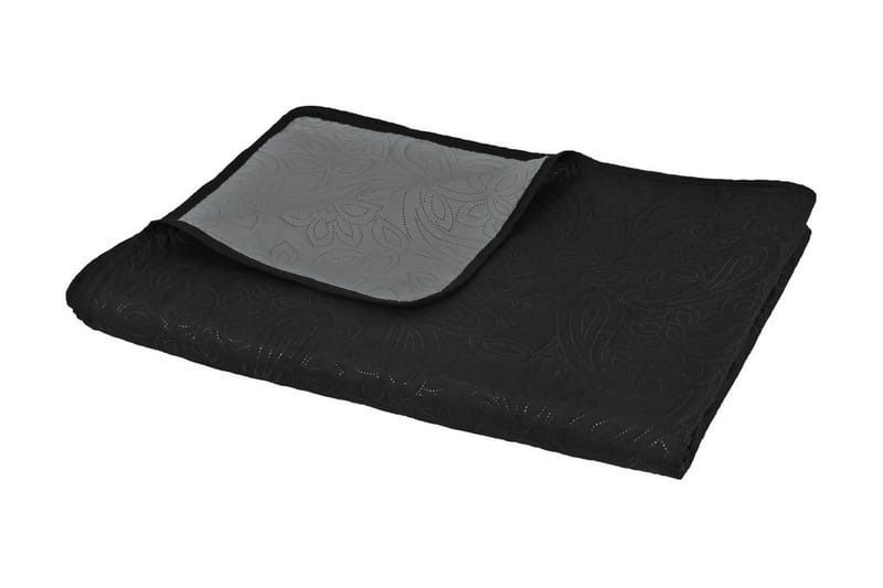 Överkast dubbelsidigt 230x260 cm grå och svart - Textilier & mattor - Sängkläder