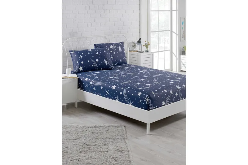 EnLora Home Lakan Dubbelt 160x200 cm+Kuddfodral, Mörkblå