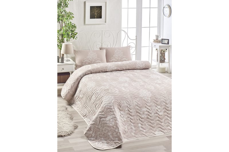 ENLORA HOME Överkast Enkelt 160x220+Örngott Beige/Vit - Textilier & mattor - Sängkläder - Överkast