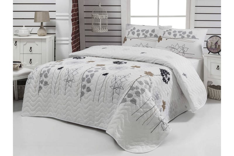 EPONJ HOME Överkast Enkelt 160x220 Quilt+Örngott Vit/Grå - Textilier & mattor - Sängkläder - Överkast