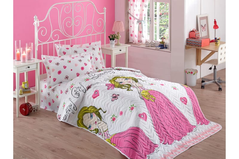 EPONJ HOME Överkast Enkelt 160x220 Quilt+Örngott Vit/Rosa - Överkast