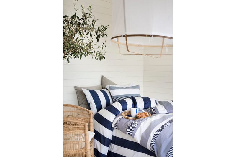 Påslakanset Dubbelsäng 3-Dels Block Stripe - Marinblå - Textilier & mattor - Sängkläder - Bäddset & påslakanset