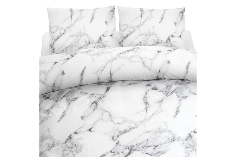 Påslakanset Dubbelsäng 3-Dels Marmor Vit